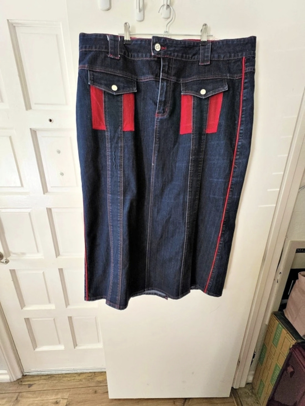 Crest Jeans Color Block Midi Skirt